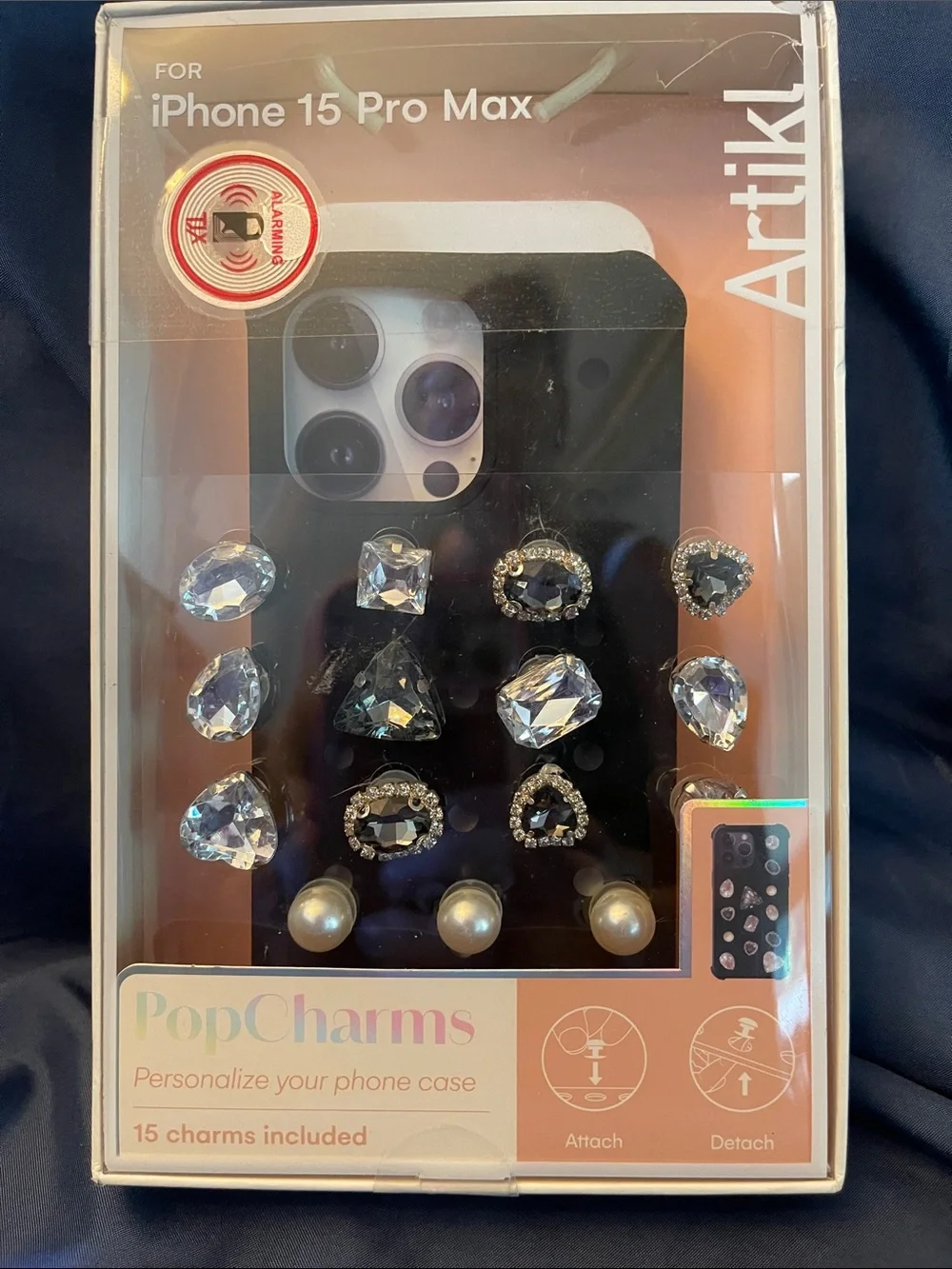 PopCharms Black Phone Case Charms for iPhone 15 Pro Max